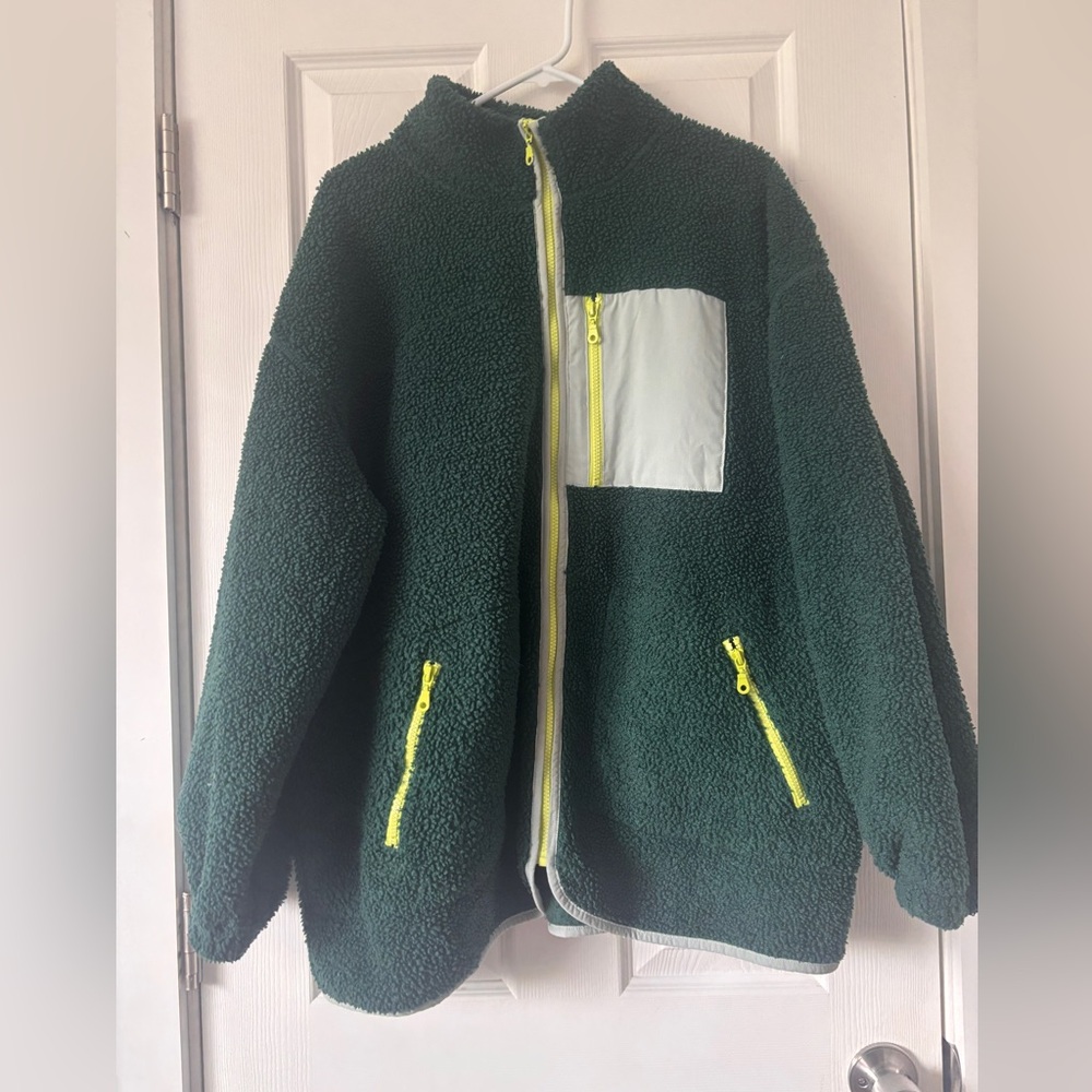NWOT Universal Thread Green Sherpa Fleece Jacket - Picture 2 of 4